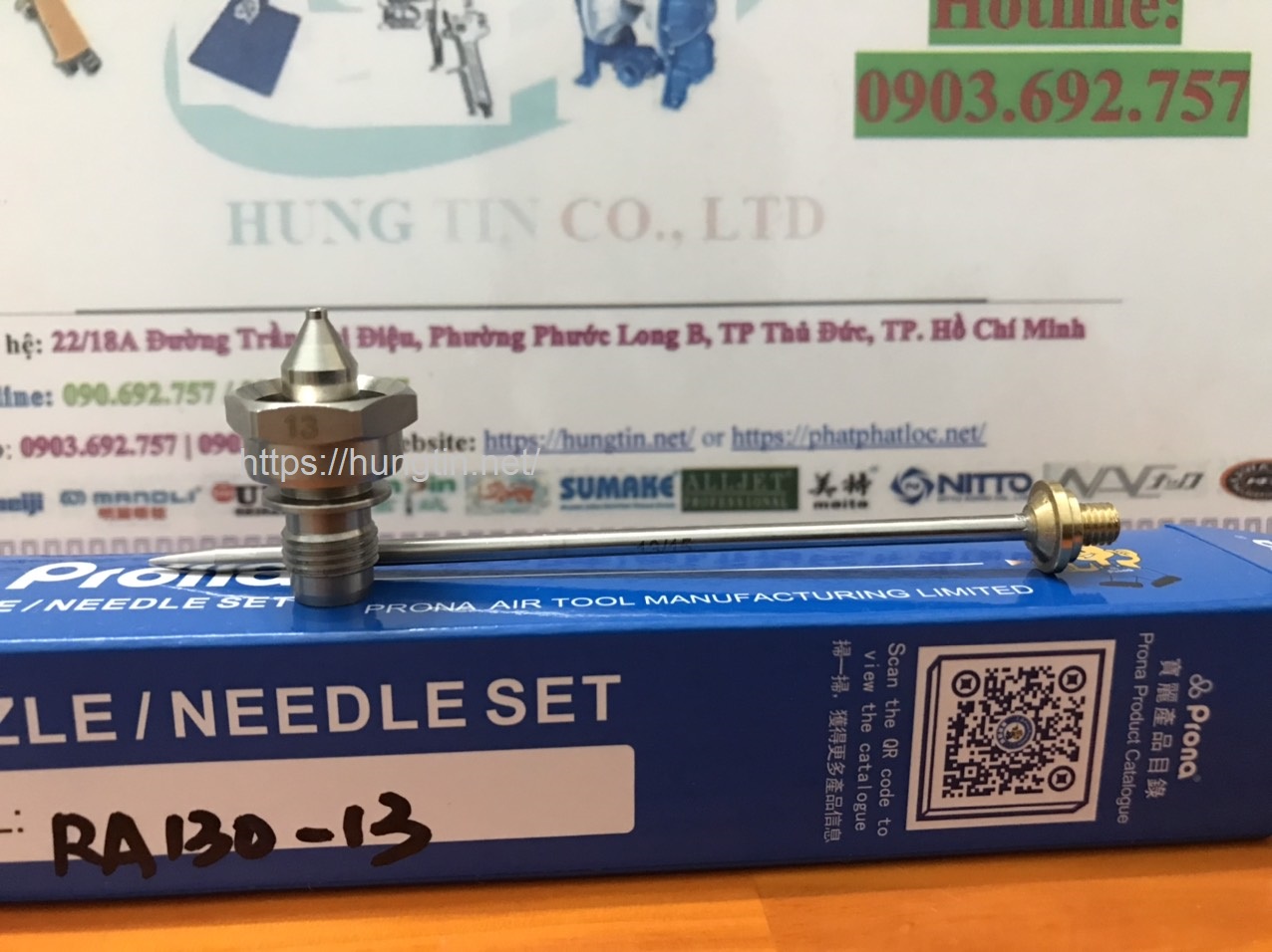 Kim bec 1.3mm súng phun sơn tự động PRONA RA-130 chính hãng