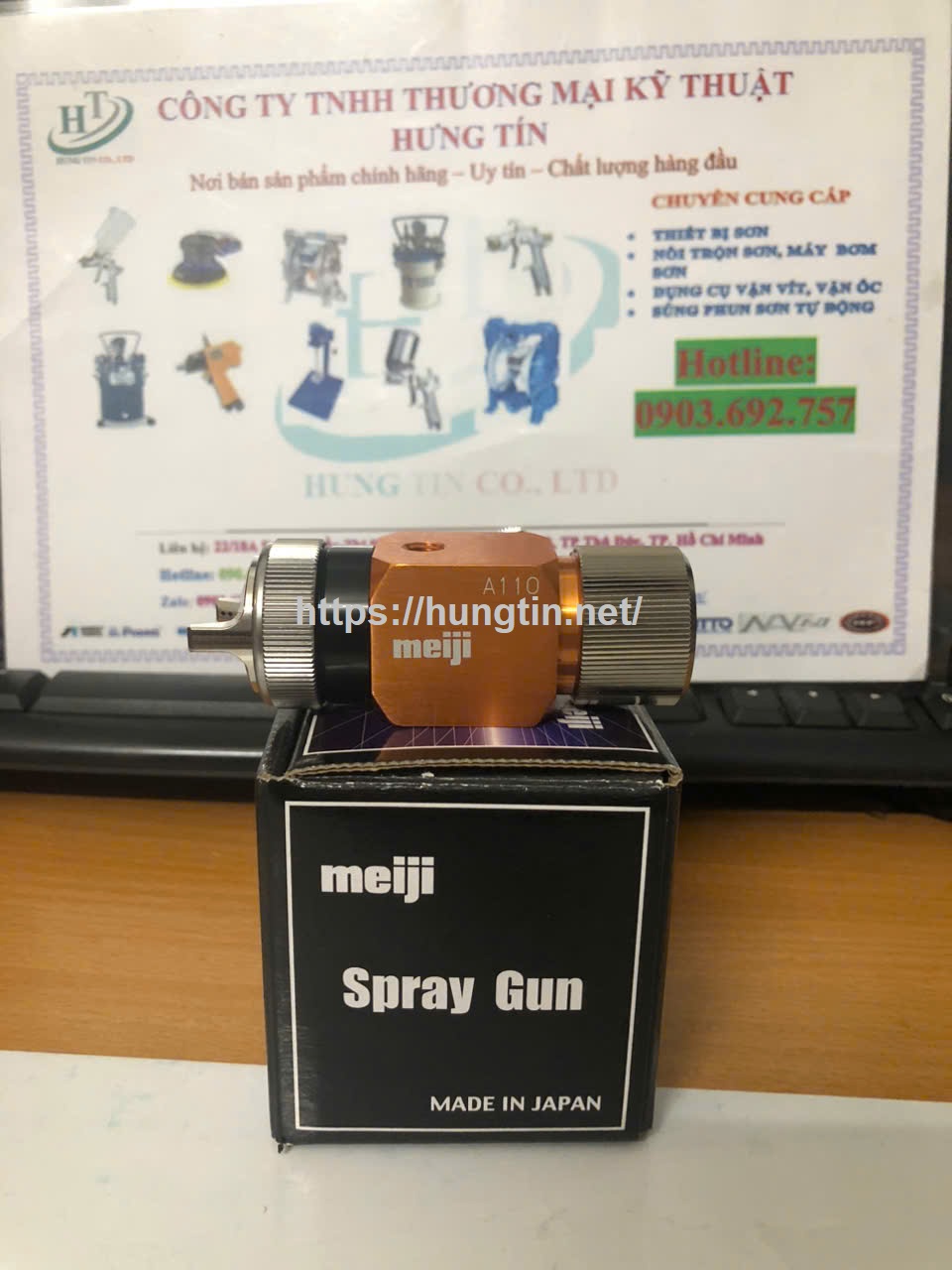 Súng phun sơn tự động Meiji A110-P08P Meiji 0.8mm